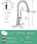 APPASO Patented Kitchen Faucet with Pull Down Sprayer and Soap Dispenser - Single Handle Stainless Steel Brushed Nickel High Arc Pull Out Kitchen Sink Faucets with Deck Plate