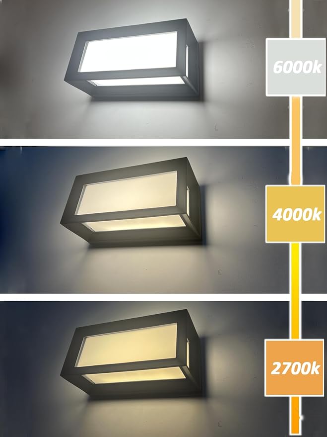 Modern Outdoor Wall Lights 2Pack, LED Rectangle 18W Bright Warm to Cool Tunable White Exterior Lighting Fixtures, Waterproof Outdoor Lights for House,Porch,Garage (Rectangle-CCT)
