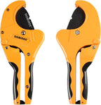 DOMINOX PVC Pipe Cutter, Cuts up to 2-1/2" PEX, PVC, PPR, Plastic Hoses& Plumbing Pipes,Ratchet PVC Cutter Tool with SK5 Blade and Aluminum Alloy Body