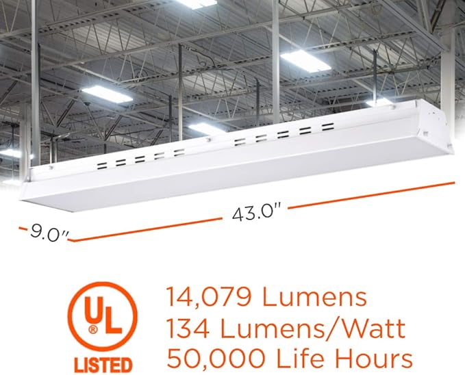 105 Watt 4 Foot High Bay | 5000K Daylight High Output 14079 Lumens | Wired 105W 120-277V High Bay | 50000 Life Hours 134LM/w | 1 Pack by GoodBulb