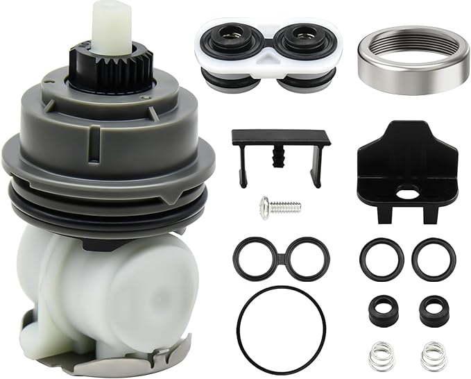 RP46463 Cartridge Compatible for Delta Monitor 17 Series (2006-Present) Dual Function Bath Tub and Shower Faucet Plumbing Parts Shower Faucet Cartridge with Seat and Spring Adapter,RP22734 Bonnet Nut