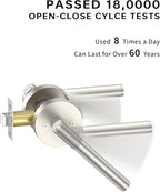 Asidrama 4 Pack Passage Brushed Nickel Door Handles, Door Lever with Door Knobs Indoor for Bedroom or Bathroom, Heavy Duty Door Handles Interior with Locks for Left Right Sided Doors