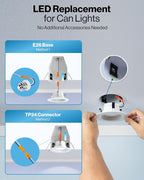 Sunco 6 Pack 4 Inch LED Recessed Lights, Retrofit Can Lighting, 660 LM, 11W (40W Equivalent), Selectable CCT 2700K/3000K/3500K/4000K/5000K, Dimmable, Baffle Trim, Replacement Conversion Kit UL