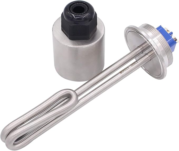 DERNORD 2 Inch (OD64) Tri-clamp 120V 1500W Foldback Heating Element Electric Water Heater with Low Watt Density