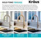 KRAUS Oletto Modern Industrial Pull-Down Single Handle Kitchen Faucet in Brushed Gold, KPF-2654BG