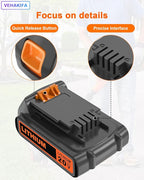 2 Pack Battery 20V Lithiun Compatiable with Black and Decker 20V Max Lithiun Battery LBXR20, Compatible with All Black and Decker 20v Cordless Power Tools and Charger