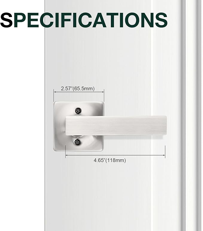 GOBEKOR 6 Pack Half Dummy Lever Door Handles Brushed Nickel Straight Door Lever Non-Turning Lock Square Interior Closet French Door Handles