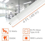 GoodBulb 4-ft T8 LED Tube Lights, 12-Watt (32W Equivalent) 3500K Warm White, 1800-Lumens, 80 CRI, Type A+B Hybrid (Pack of 25)