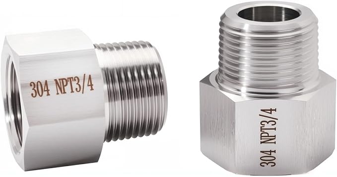 2 pieces Npt3/4 Female to Npt3/4 Male Reducer,3/4-3/4Water pipe Adapter, Fabricate of 304 Stainless Steel