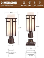 Oil Rubbed Bronze Outdoor Post Lights,Waterproof Pole Mount Light Fixture with Pier Mount Adapter(with 3-Inch Pier Mount Base), Exterior Lamp Post Lantern Head for Yard,Garden Backyard and Porch