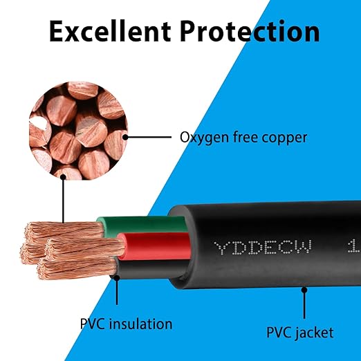 50ft 14/4 14 AWG Portable Power Cable (4 Conductor) - SOOW 600V 14 Gauge Electric Wire for Motor Leads, Portable Lights, Battery Chargers and Machinery - 4 Conductor - 50 Feet Electrical Cord