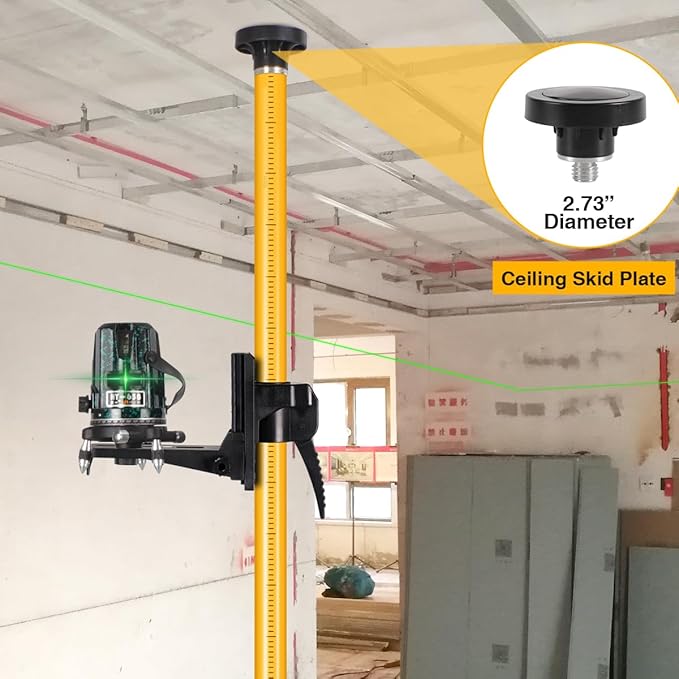 12 Ft./3.7M Professional Lasers Level Pole with Tripod, Adjustable Telescoping Pole for Leveling Tools, Multi-functional Fine-tuning Bracket with 1/4” and 5/8” Thread Adapters, Includes Carrying Bag