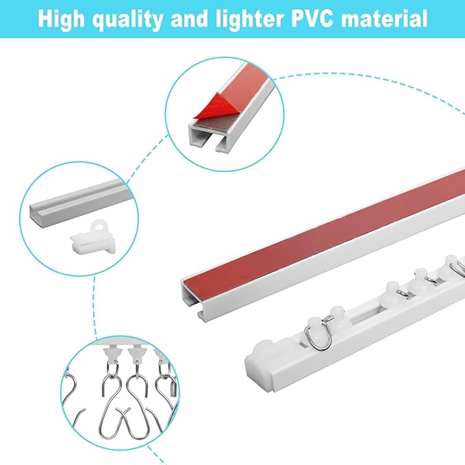 128Inch Adhesive Curtain Track, Self-Adhesive Ceiling Mount Wall Mount Track