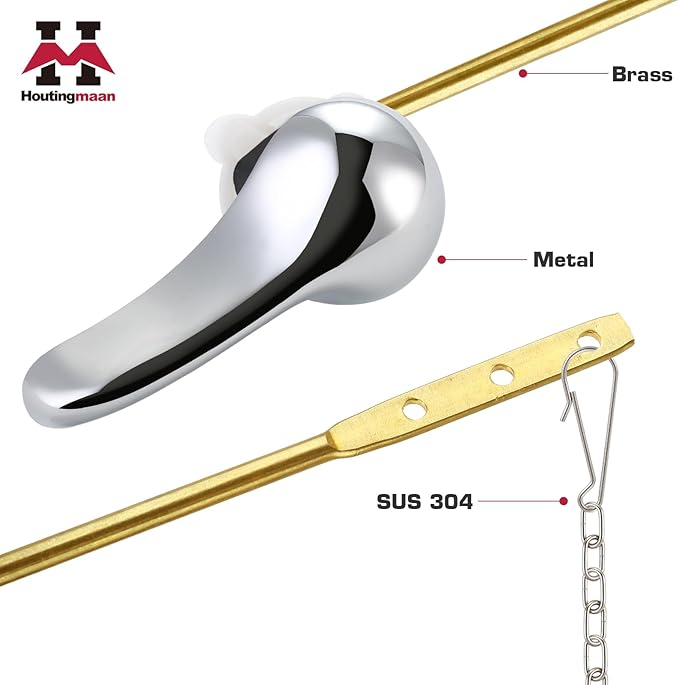 Toilet Flusher Replacement Kit, Universal Front Mount Toilet Handle Tank Flush Lever Replacement Handle with Stainless Steel Flapper Chains for Most Front Mount Toilets, Chrome Toilet Handle
