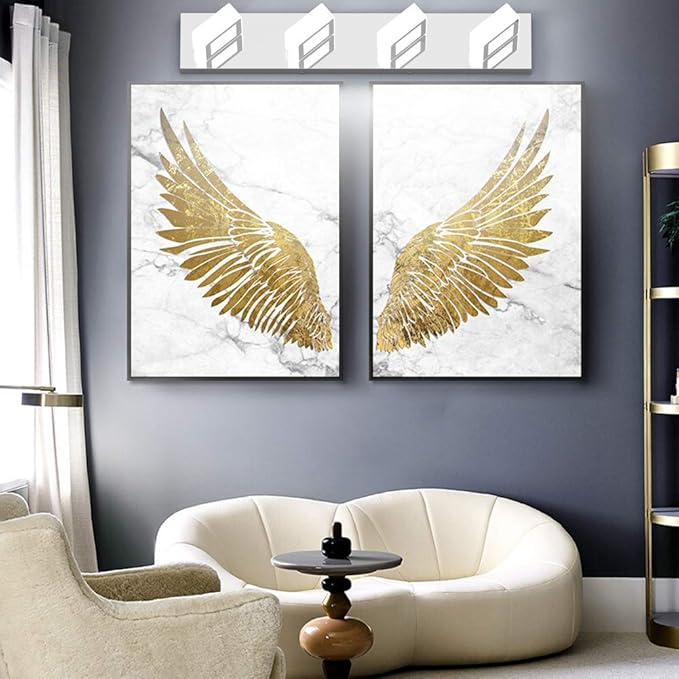 Ralbay LED Modern Vanity Light Bathroom Vanity Lights Over Mirror 4 Light Acrylic Bathroom Wall Light Fixtures Cool White 6000K