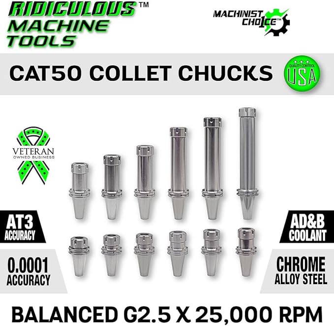 ER 32 CAT50 COLLET CHUCK X 10" G2.5 X 25,000 RPM (0.0001 T.I.R.) Machinist Choice