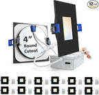 zouzai Square Led Recessed Lighting,5CCT Ultra Thin Square Led Ceiling Light with Junction Box,CRI90,2700K-5000K Selectable,Dimmable Canless Downlight,ETL and Energy Star (Black【12 Pack】, 4 Inch)