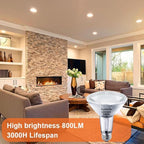 Par30 Flood Light Bulbs, 6-Pack Dimmable Par30 Halogen Bulb 2800K Warm White Flicker Free Par30 Long Neck Halogen 60W Bulb E26 Base for Accent Lighting, Tracking Lighting & Recessed Lighting