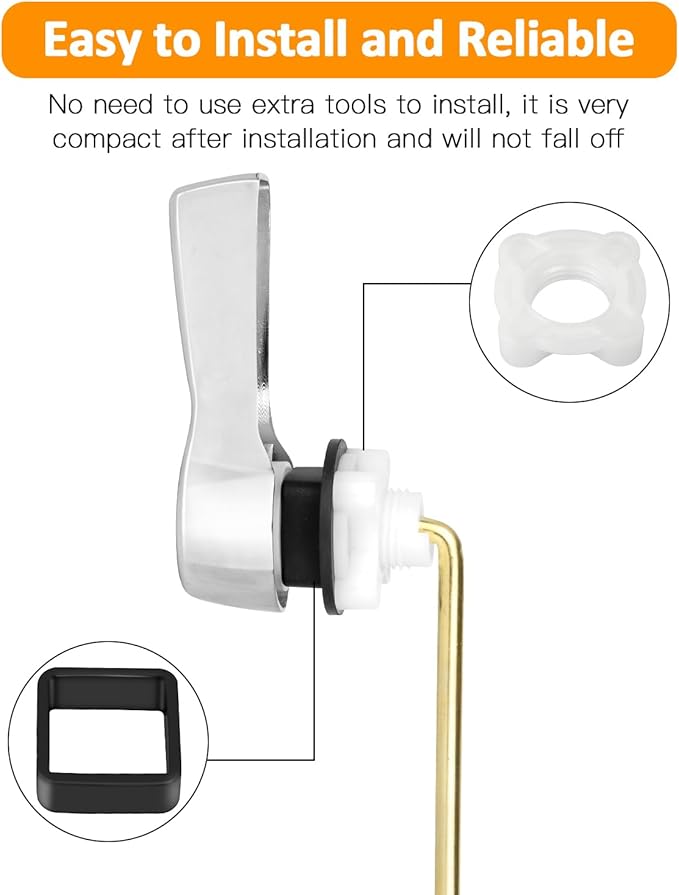 Toilet Handle Replacement Kit, 701 Universal Toilet Flush Handle, Zinc Alloy Toilet Tank Trip Lever with H2 Brass Arm Front-Mount, Repair Kit Fit for American Standard, Mansfield Toilet, Silver