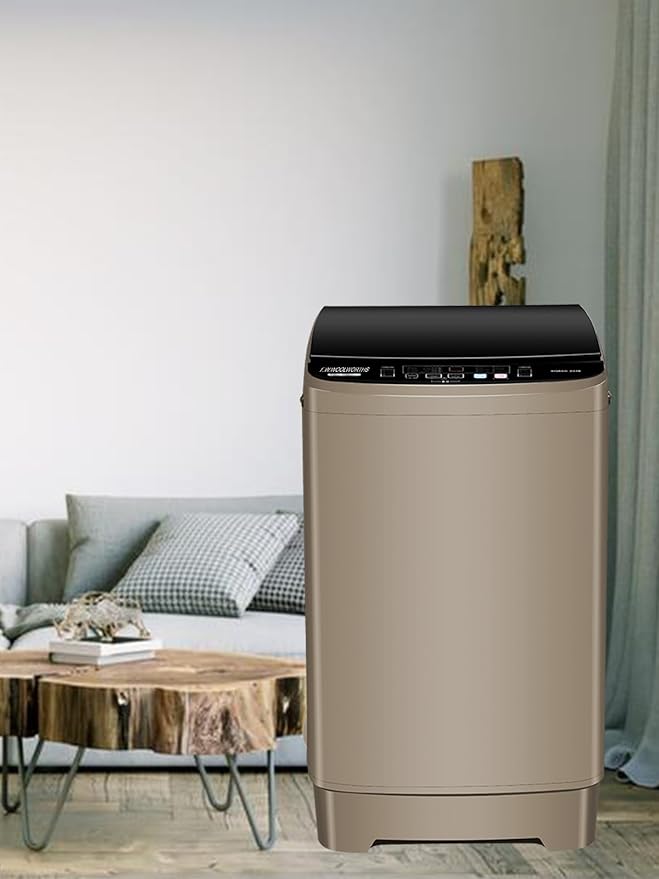 17.7 lbs Full-Automatic Washing Machine with LED Display, Laundry Washer with Drain Pump, 10 Wash Programs 8 Water Levels Washer & Spinner for Home, Apartment, Dorms, Gold