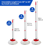 4 Pack Spin Mop Replacements Heads Compatible for O ceda EasyWring 1 Tank System, Microfiber Mops Head Refills , 1 Triangle Head Base and 30-58in Handle Set Combo