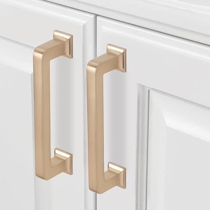 COTYKILEY 10 Pack 3-3/4 Inch(96mm) Champagne Bronze Cabinet Handles Champagne Kitchen Cabinet Pulls Cabinet Door Handles Kitchen Cabinet Hardware Cupboard Drawer Pulls Dresser Handles