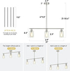 3-Light Pendant Lighting Clear Glass Pendant Lighting for Kitchen Island Brushed Nickel Hanging Light Fixture Pendant Light Dining Room Chandelier Farmhouse