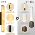 Alabaster Wall Sconces, 15in Black Alabaster Sconce, Modern Spanish Natural Marble Sconces Lights, Rectangle Sconces for Bathroom Vanity Bedroom Living Room Staircases Hallway