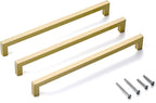 10 Pack 10 Inch Hole Center Gold Square Kitchen Cabinet Pulls Stainless Steel Brushed Gold Cabinet Handles Drawer Handles Dresser Hardware