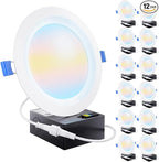 Sunco 12 Pack 6 Inch LED Recessed Light, Ceiling Canless Recessed Lights, Baffle Trim, 850 LM, 14W, Selectable CCT 2700K/3000K/4000K/5000K/6000K, Dimmable, Wafer Thin with Junction Box