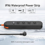 Outdoor Power Strip Weatherproof, KPQ IPX6 Waterproof Surge Protector with 4 Wide Outlets, 2 USB A&1 USB C, 6FT Heavy Duty Extension Cord for Home, Office, Dorm, Patio, FCC UL Listed