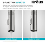 KRAUS Oletto Modern Industrial Pull-Down Single Handle Kitchen Faucet in Brushed Gold, KPF-2654BG