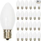 GOOTHY 25 Pack C9 White Replacement Light Bulbs for Christmas Outdoor Patio String Lights, 7 Watt Night Light Bulbs, E17/C9 Intermediate Base Incandescent Chandelier Bulbs- Ceramic White