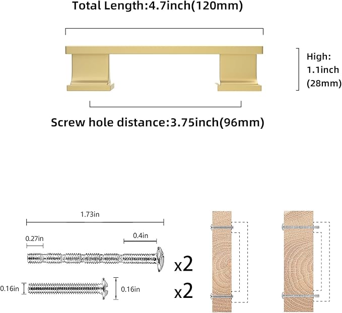 COTYKILEY 10 Pack 3.75 Inch(96mm) Brushed Gold Cabinet Handles Gold Kitchen Cabinet Pulls Cabinet Door Handles Kitchen Cabinet Hardware