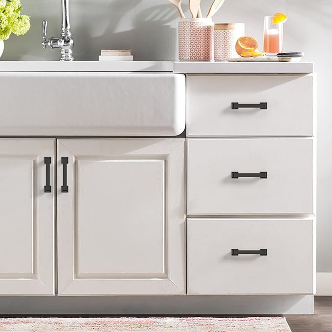 6 Pack 3 Inch Matte Black Cabinet Pulls - Kitchen & Dresser Handles