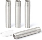 TAISHER 4PCS Stainless Steel Pipe Fittings, 1/4" NPT x 1/4" NPT Male Threaded, 4" Length Nipple Cast Pipe