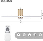 52" Ceiling Fan with Light - Low Profile Flush Mount Ceiling Fan, 6-Speed Remote Control, Solid Wood, Quiet Reversible DC Motor, White/Gold Finish, for Bedroom, Living Room, Porch