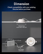 Lumary 4 Inch Smart Gimbal Recessed Lighting, 9W 810Lm ETL-Listed Eyeball Soffit Light, 40° Tilt Directional Color Changing LED Ceiling Downlight, Work with Alexa/Google Assistant, CRI 90+, 1Pack