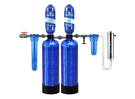 Aquasana Whole House Well Water Filter | 500,000 Gallons | UV, Carbon & KDF | Salt-Free Softener Alternative | Tackles up to 99.99% Chlorine, Bacteria, Viruses, Cysts & Scale | Rhino WH-WELL-CT-UV
