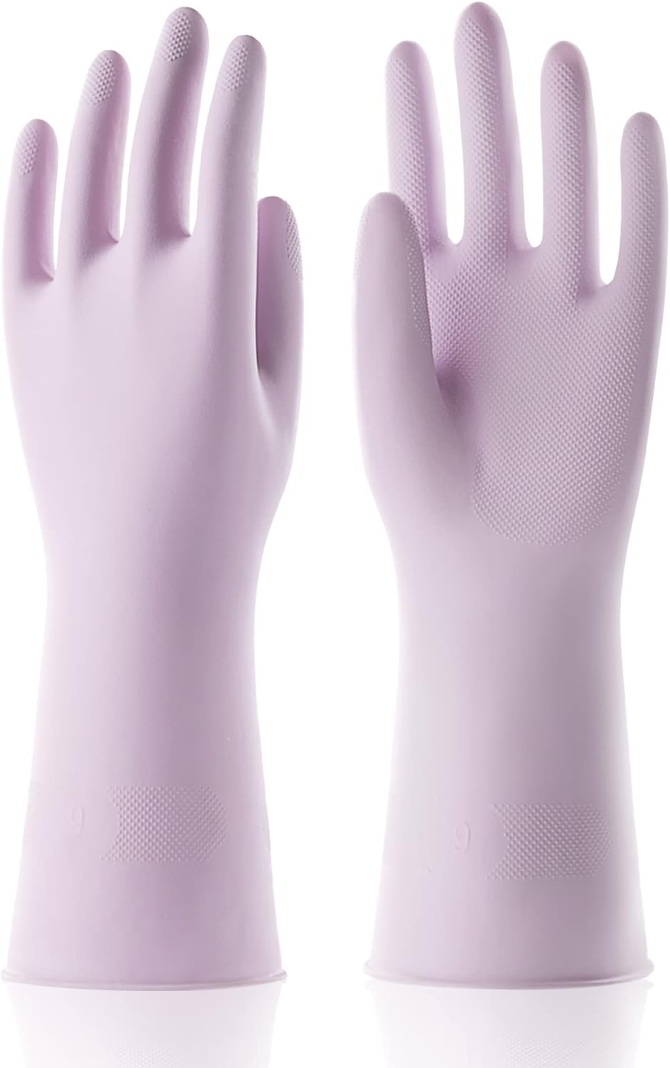 COOLJOB Small Household Rubber Gloves with Cotton Liner & Non-slip Grip, Waterproof Long Lasting Dishwashing Gloves for Kitchen & Bathroom Cleaning, Purple, 1 Pair