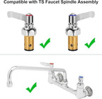 Hot and Cold Side Handle Stem Assembly, Brass Spindle Assembly Replacement Fit for All T&S Faucet Valve (Replace 002713-40 002714-40)