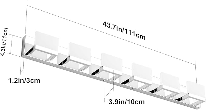 Tipace 6 Lights Dimmable LED Modern Vanity Lights for Bathroom, Chrome Bathroom Wall Light Fixtures Over Mirror (White Light 6000K)