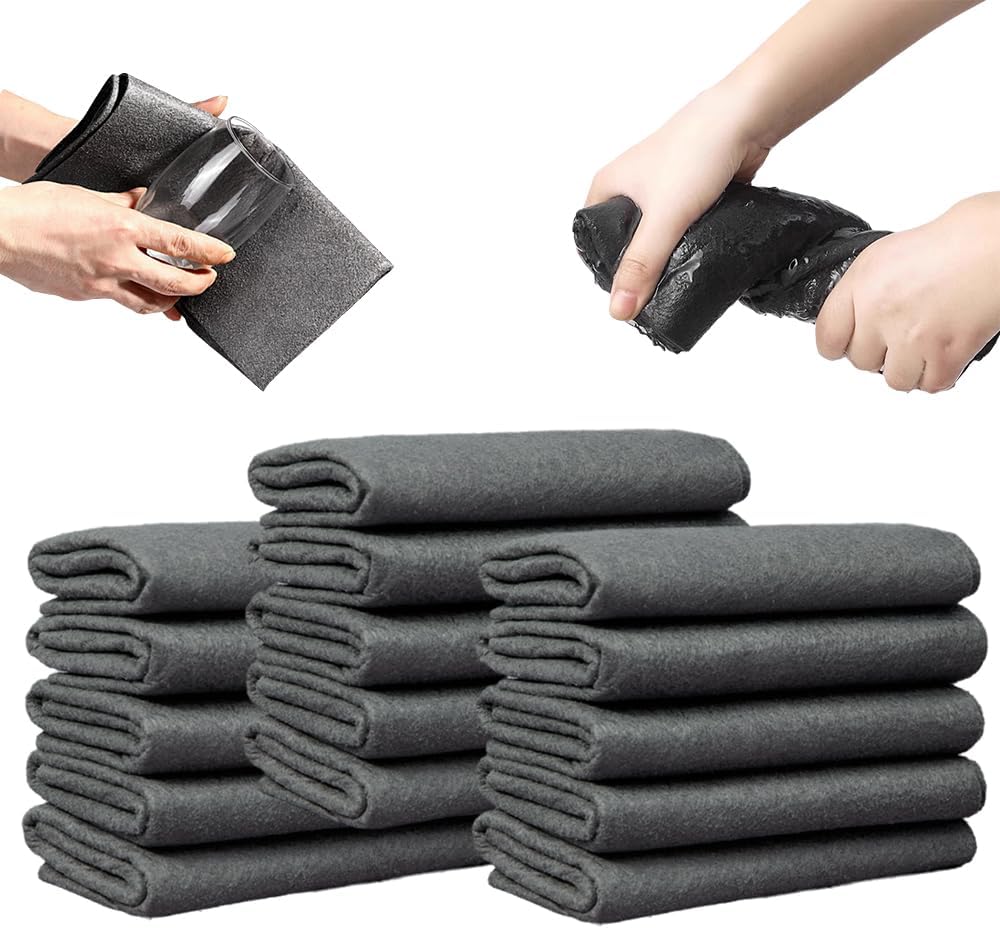Thickened Magic Cleaning Cloth, 2026 New Reuseable Streak Free Microfiber Cloth Magic Fiber Microfiber Cleaning Cloth, Multipurpose Miracle Rags for Kitchen, Window, Glass, Cars (15pcs, 16x12 in)