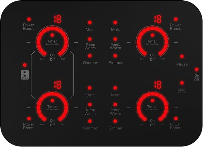Empava 30 Inch Built-in Induction Cooktop 4 Burner, Bridge-SYNC, Auto RapidHeat 3 Preset Modes, Pan Sensor, Hardwired 208~240V, 40A, Black Vitro Ceramic Glass