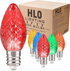 Holiday Lighting Outlet Faceted C7 Christmas Lights | Multi-Colored (R,G,B,Y,O) LED Light Bulbs Holiday Decoration | Christmas Décor for Indoor & Outdoors | 2 SMD LEDs in Each Light Bulb | Set of 500