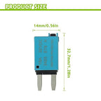 15A DC 12V-32V Manual Reset Circuit Breaker ATM Low Profile T1 Mini Blade Fuses Breakers for Car Trucks Marine Boat RV Solar and More,2 Pack