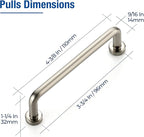 JOY DECOR Cabinet Pulls – 3-3/4 Inch Hole Center, Brushed Nickel, 5 Pack, Zinc Alloy Cabinet Handles for Drawers & Cupboard – Vintage Style Hardware for Kitchen, Bathroom, Dresser, Furniture Makeover