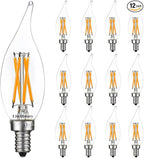 LiteHistory E12 led Bulb Dimmable 6W Equal 60 Watt LED Light Bulbs 2700K AC120V led Edison Bulb CA10 CA11 led Candelabra Bulb for Chandelier Light Bulbs and Ceiling Fan Light Bulbs 600LM Clear 12Pack