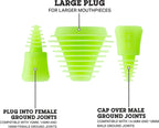 Hemper Plugs + Caps | Universal Cleaning Plugs for Glass Water Pipes & More | Fits Male & Female Joints | Leak-Proof Seal | Hassle-Free Cleaning | Durable, Reusable & Easy to Use - (Glow In The Dark)