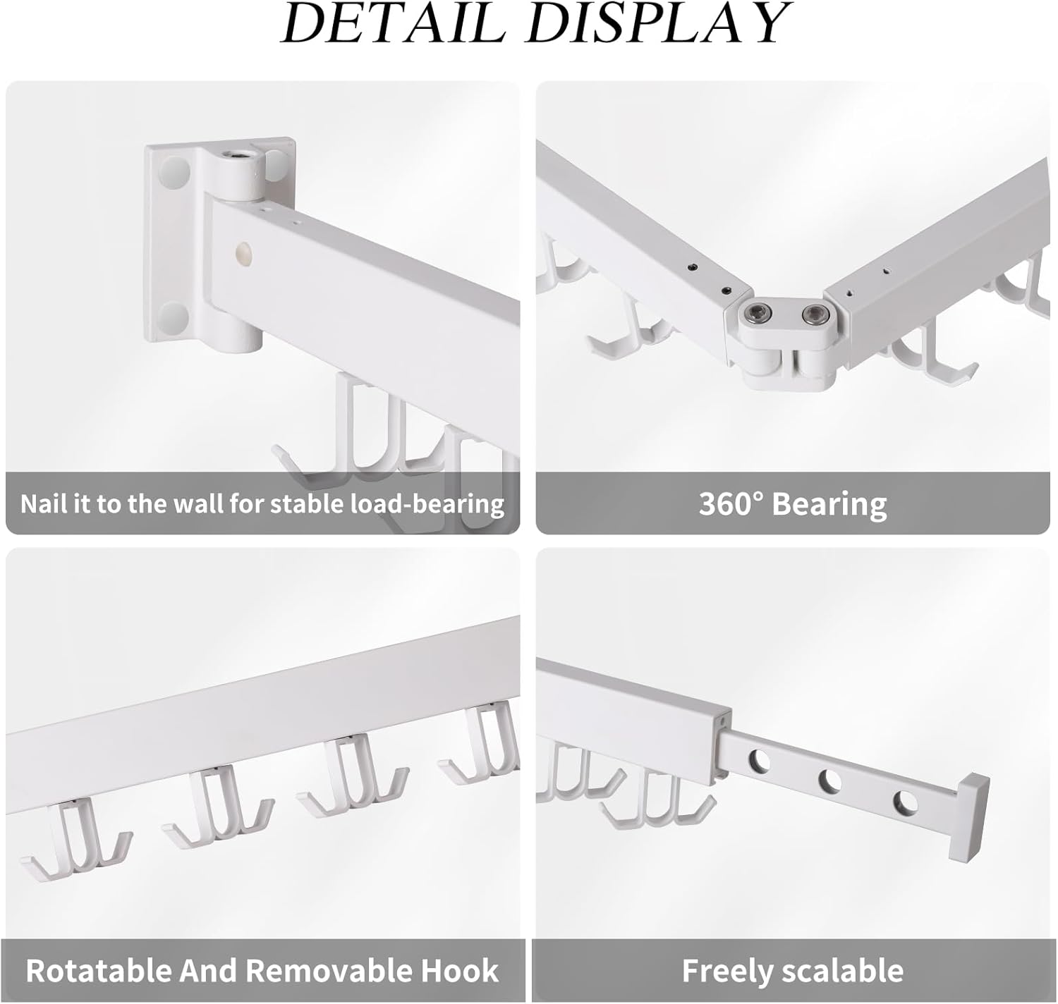 Wall Mounted Clothes Drying Rack,Drying Rack Clothing Wall Mount with Foldable Features(Tri-Fold),Space Saver,Wall Mounted Drying Rack for Laundry Balcony Bathroom (White)